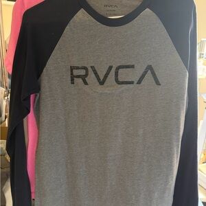 RVCA Gray Body with Black Raglan Long-Sleeve Tee